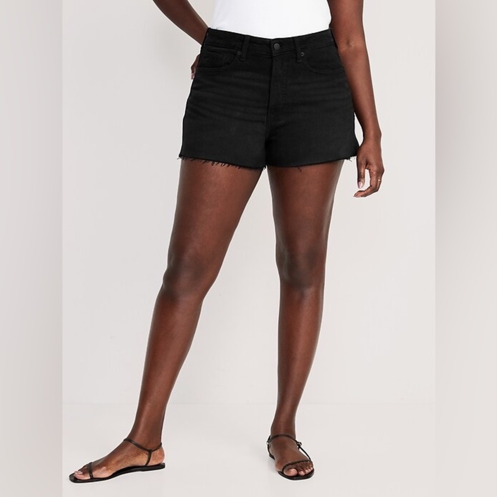 Old Navy Black Frayed Hem Denim Shorts